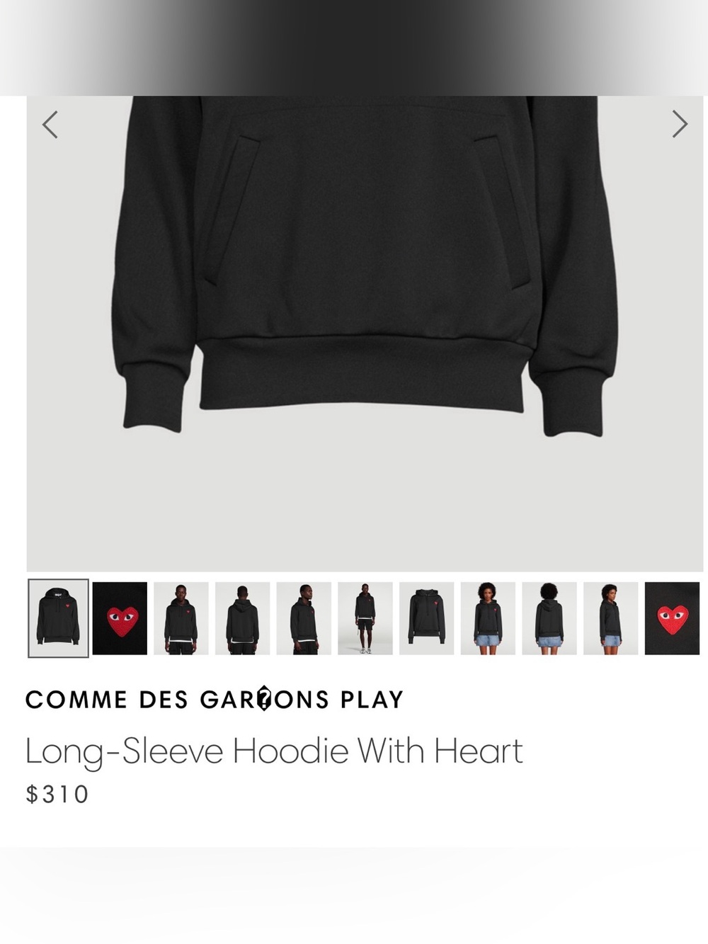Comme des Garçons Play Black Long-Sleeve Hoodie